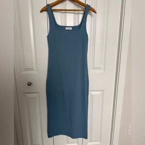 Babaton Aritzia Contour Bodycon Midi Dress Blue Square Neck Women’s Medium